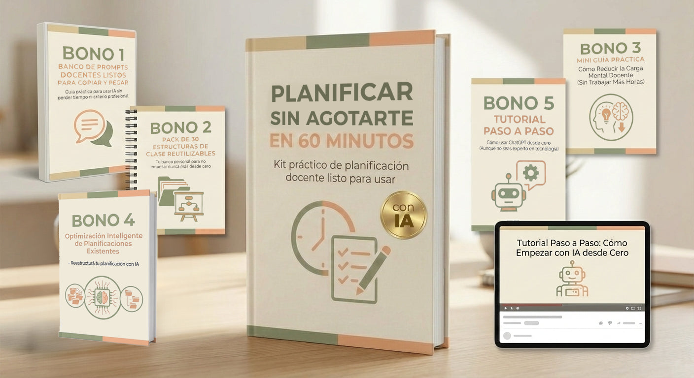 PLANIFICÁ SIN AGOTARTE EN 60 MINUTOS CON IA : Kit práctico de planificación docente listo para usar